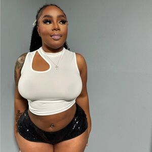 White Sleeveless Cut-Out Top